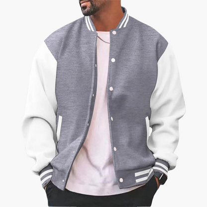 Classic Sports Bomber Jacket with Zip Front