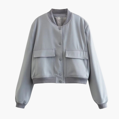 Practical Women's Bomber Jacket with Big Pockets