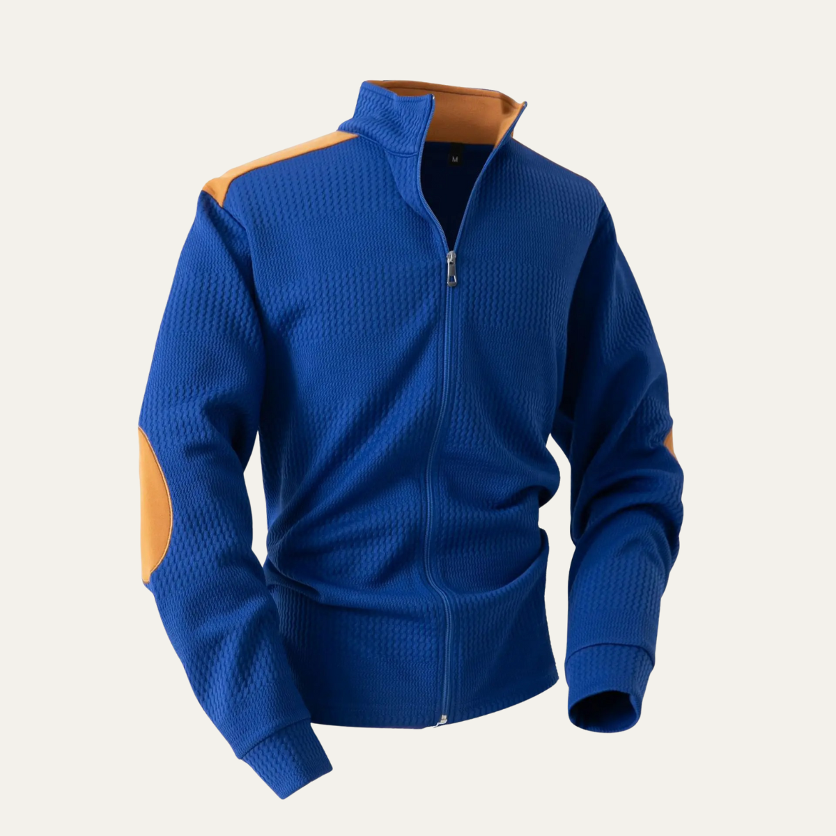 Relaxed Fit Men's Zip Up Patchwork Jacket
