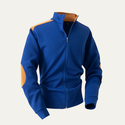 Relaxed Fit Men's Zip Up Patchwork Jacket
