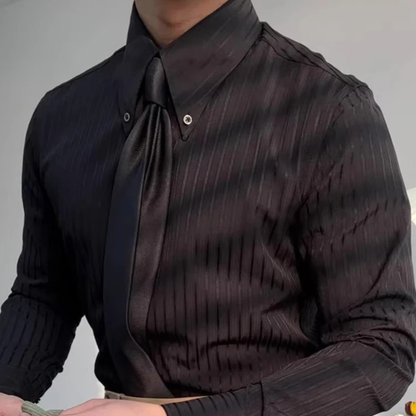 Slim Fit Black Formal Dress Shirt for Men