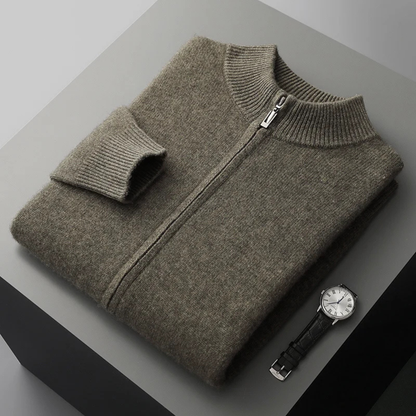 Soft Men's Wool Blend Zipper Cardigan Sweater