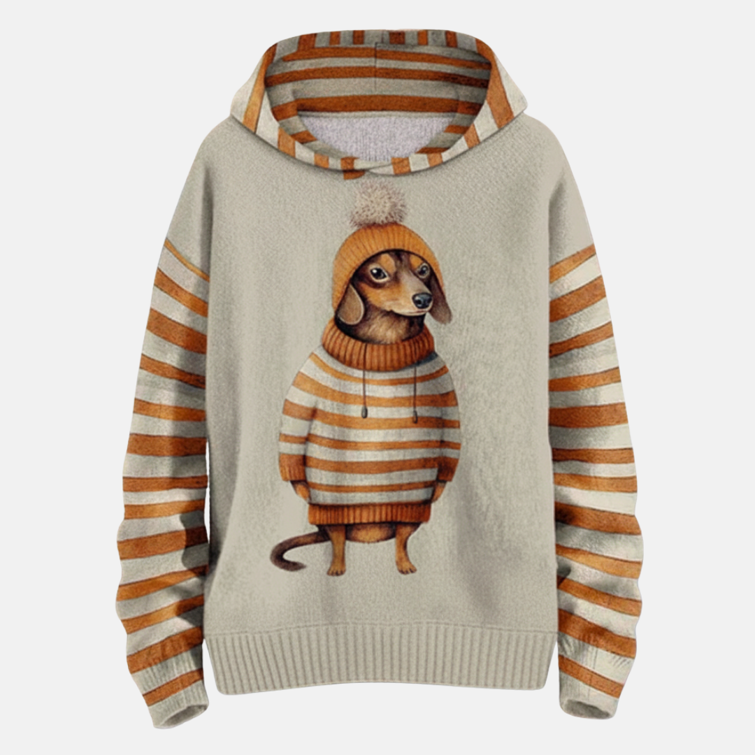 Comfy Women's Fleece Hoodie with Dog Design