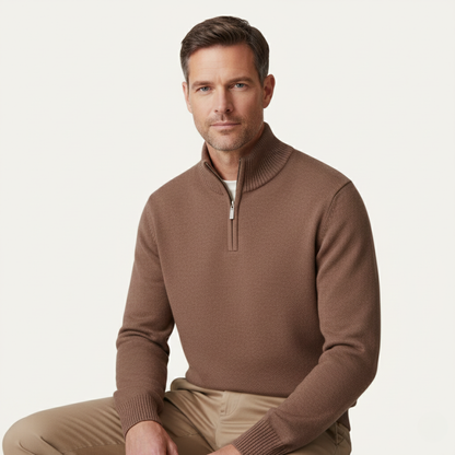 Premium Soft Men's Cashmere Quarter Zip Sweater