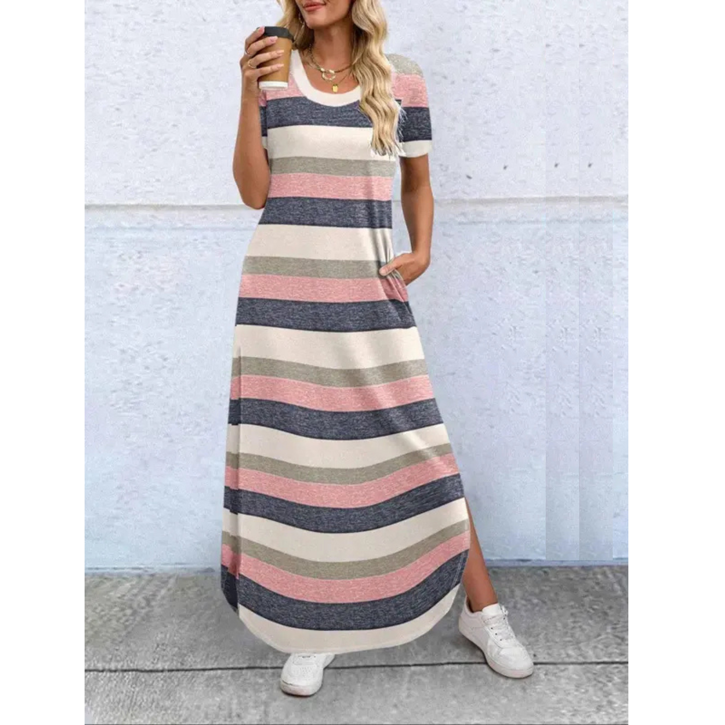 Relaxed Fit Women's Sundress with Round Neckline