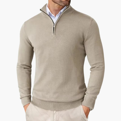 Men's Quarter Zip Ribbed Sweater