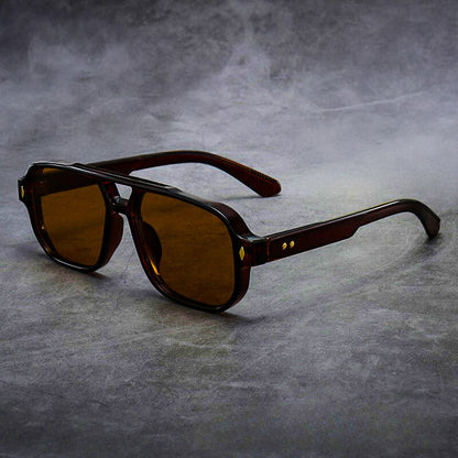 Large Frame Trendy Acetate Sunglasses with Double Bridge