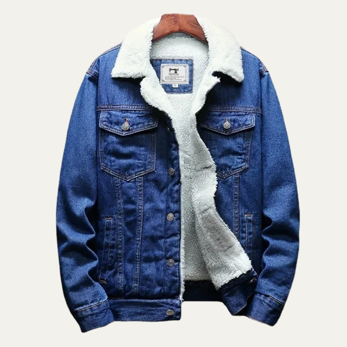 Warm Mens Fleece Lined Denim Winter Coat