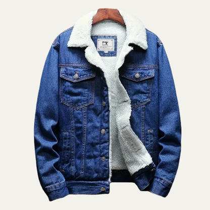 Warm Mens Fleece Lined Denim Winter Coat
