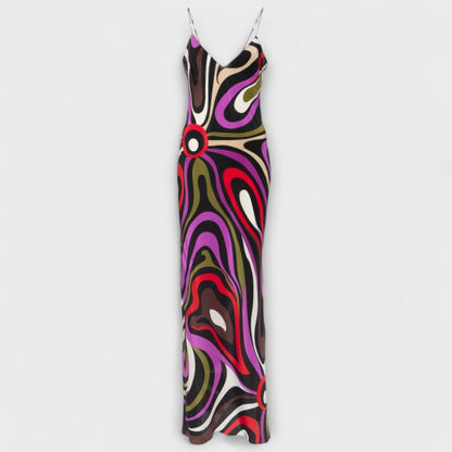 Elegant Marble Pattern Long Evening Dress