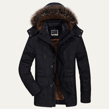 Thermal Men's Faux Fur Hooded Parka with Multiple Pockets