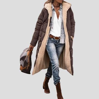 Warm Women's Parka Coat - Hooded Faux Fur Lined