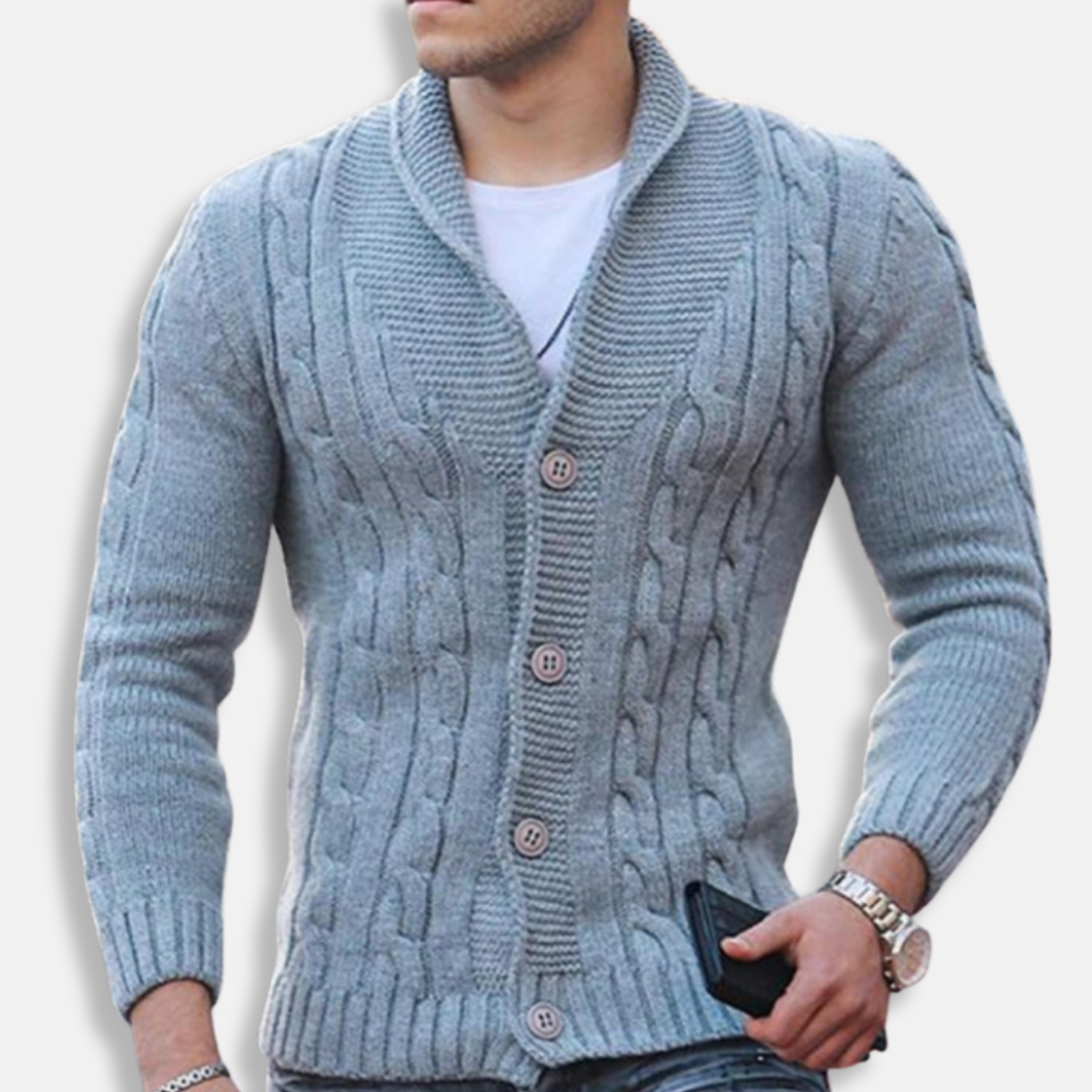 Cozy Men's Crew Neck Long Sleeve Cardigan Sweater