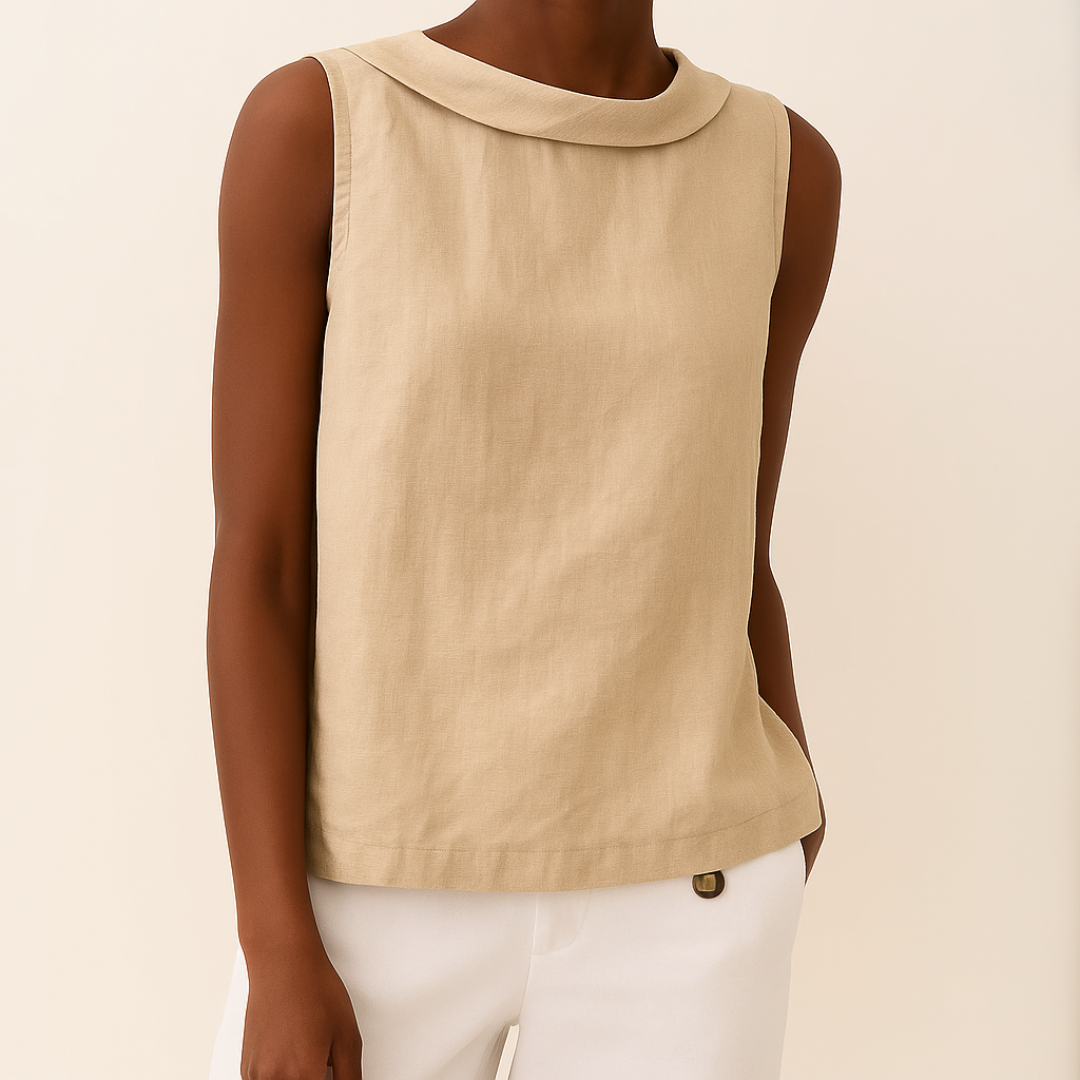 Summer Tank Top with Ruffled Neckline and Flared Bottom