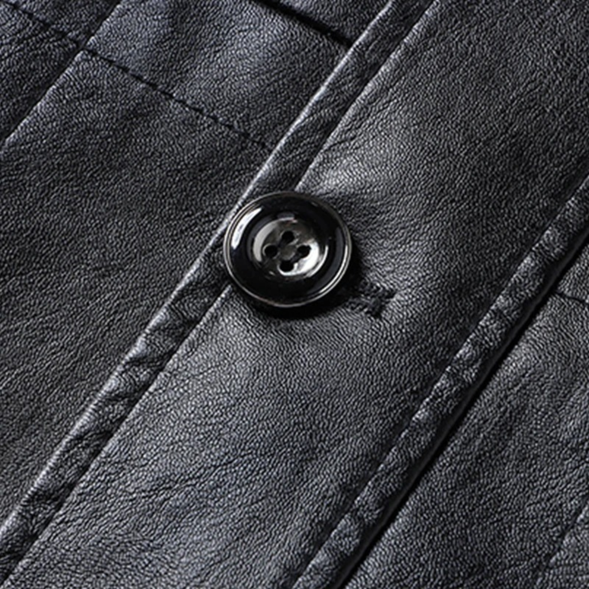 Classic Mens Leather Button Down Coat