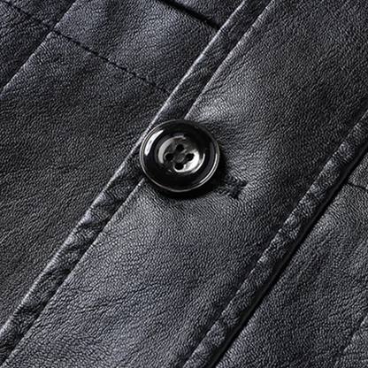 Classic Mens Leather Button Down Coat