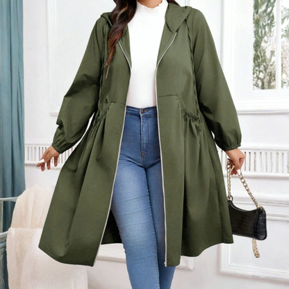 Relaxed Fit Plus Size Hooded Zip Up Winter Coat