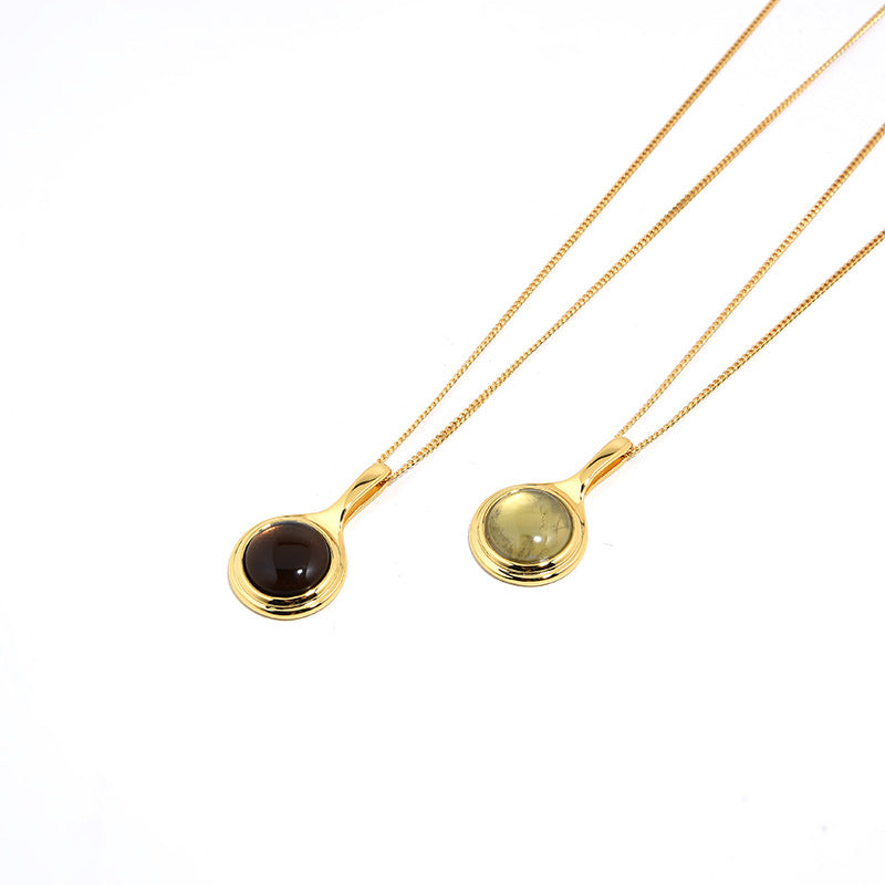 Elegant Crystal Pendant Necklace, Sterling Silver, Gold Plated