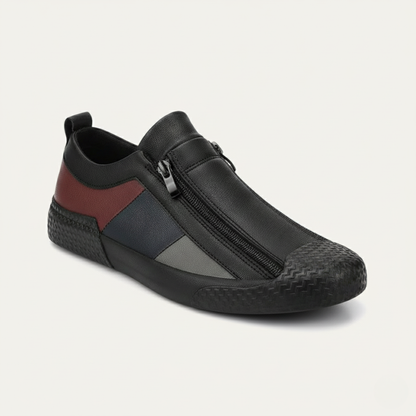 Premium Men's Leather Zip Sneakers