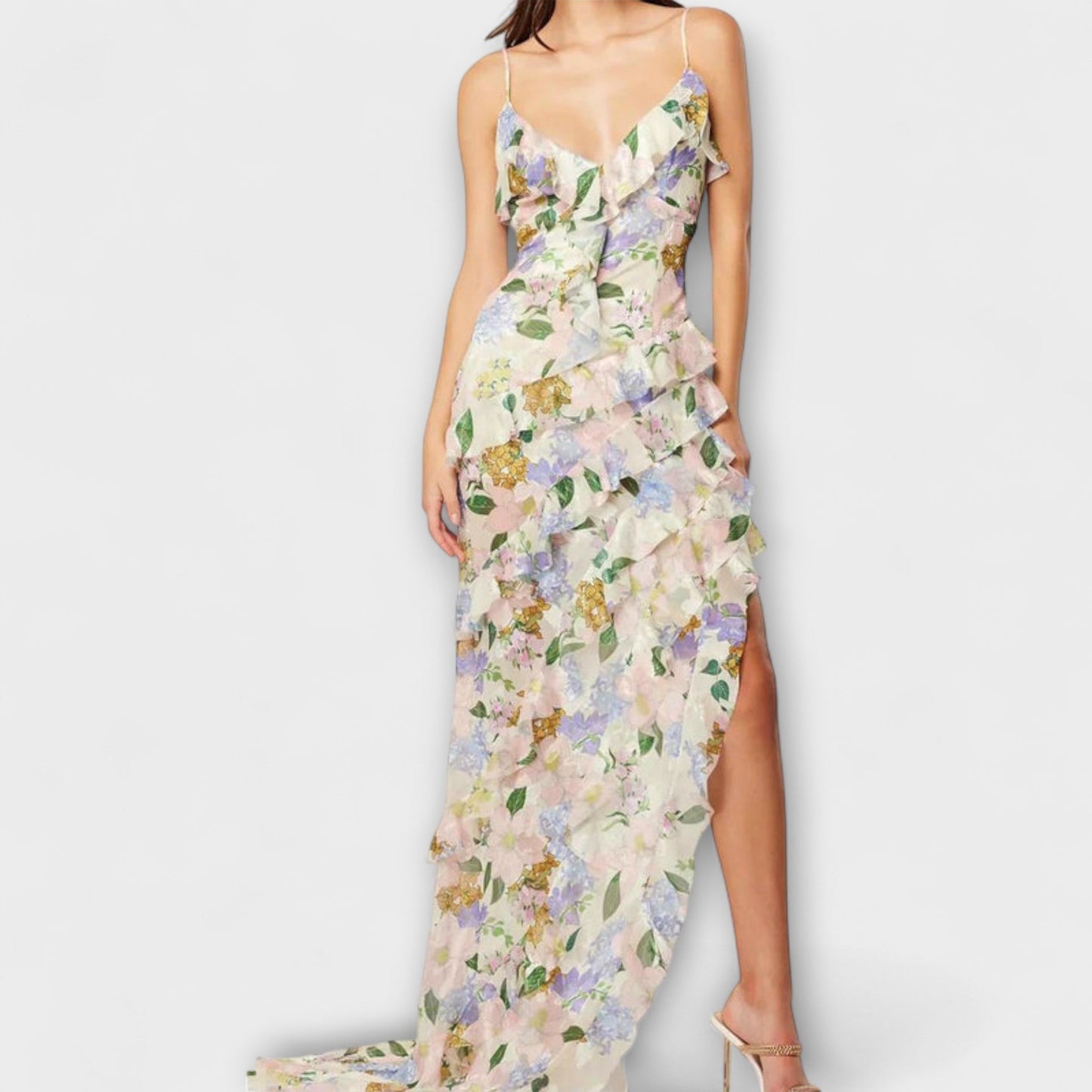 Elegant Floral Dress with Adjustable Straps