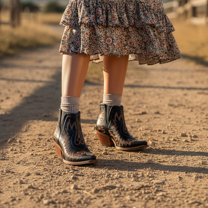 Ladies Classic Ankle Boots - Pointed Toe Block Heel - Nocini