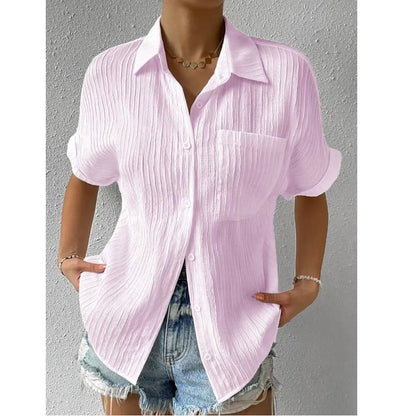 Women's Classic Casual Short Sleeve Shirt with Pocket