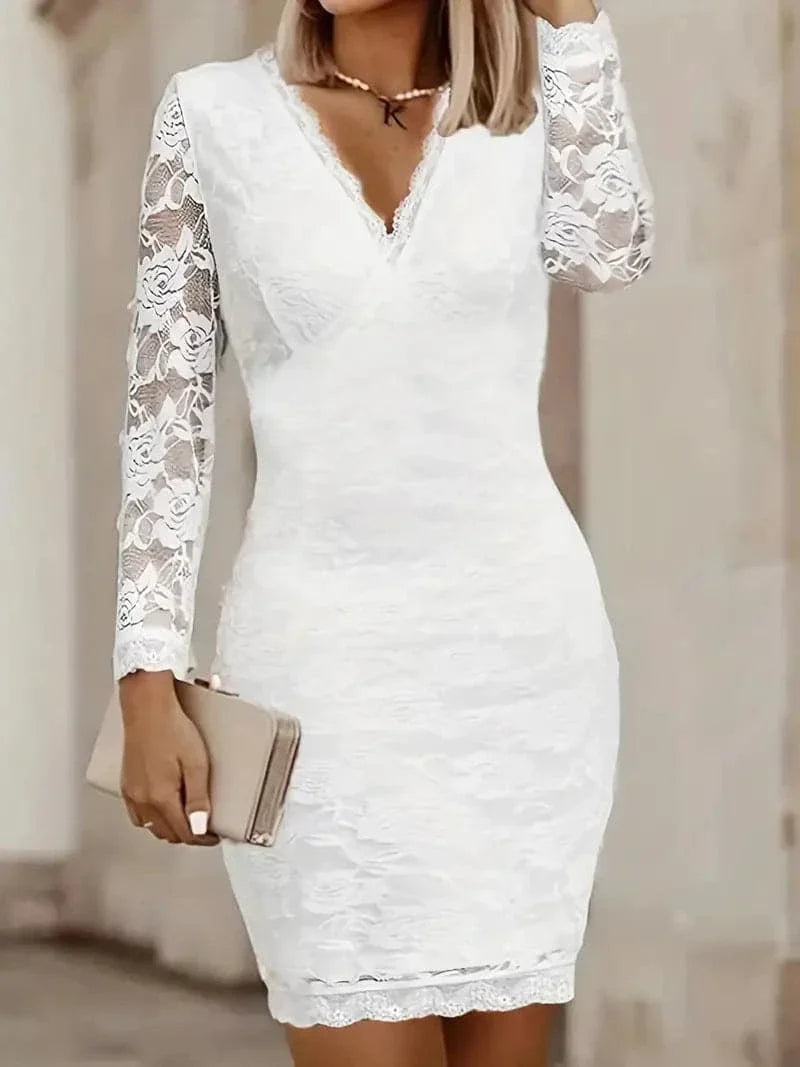 Sexy Women's Bodycon Lace Evening Dress - Nocini