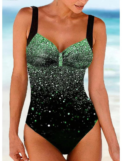 Women's Slimming Swimsuit with Built-in Bra and Sparkle Detail