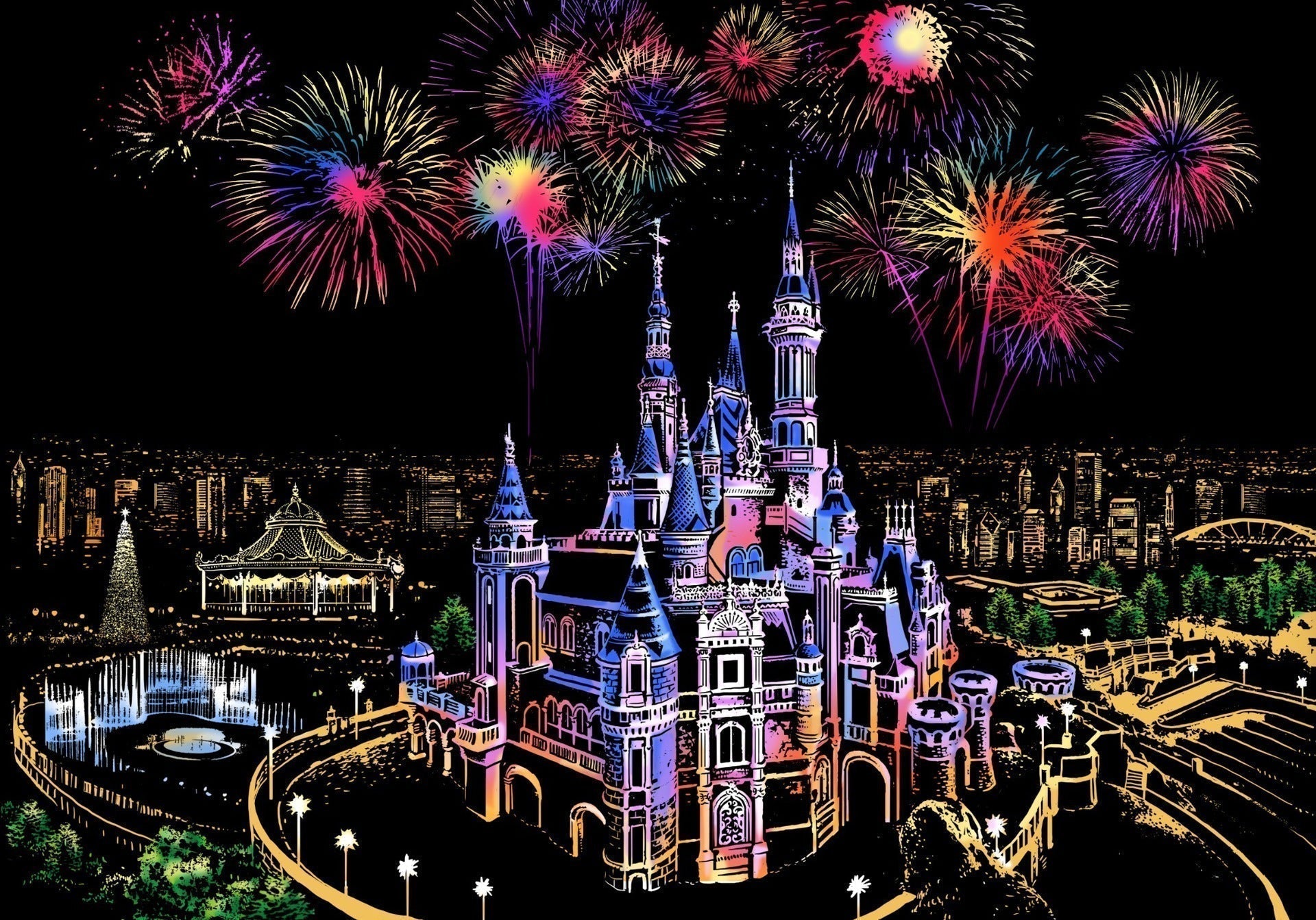 5D Scratch Art Plate – ColorPeek-Dream Castle-The Livary