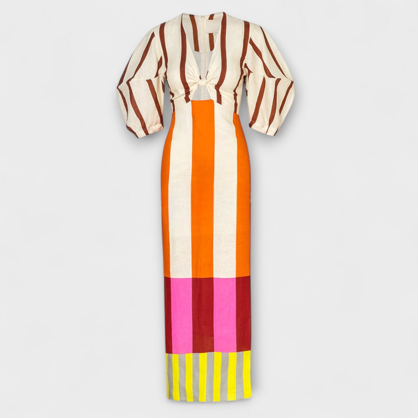 Elegant Maxi Dress: Sexy Cutouts & Fluffy Sleeves