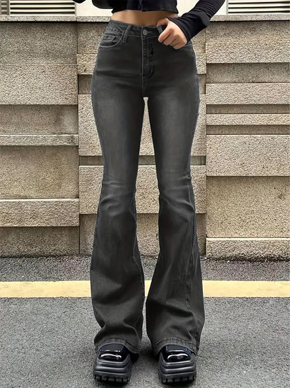 Women's High Waist Wide Leg Classic Jeans - Nocini