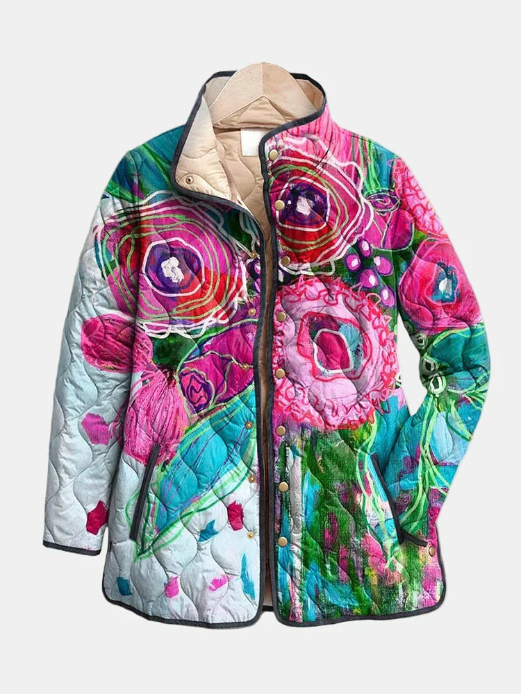 Stylish Flower Print Women's Jacket - Olytrend