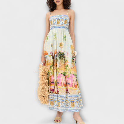 Vibrant Colorful Long Sundress for Summer Parties