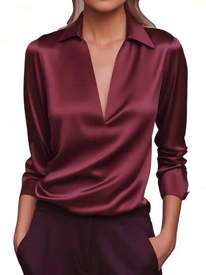 Luxury Deep V Neck Women's Blouse