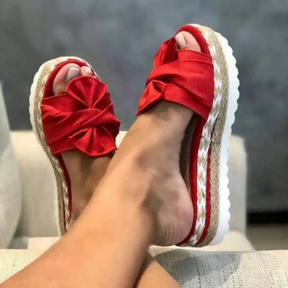 Women's Comfortable Summer Slide Sandals with Bow Detail