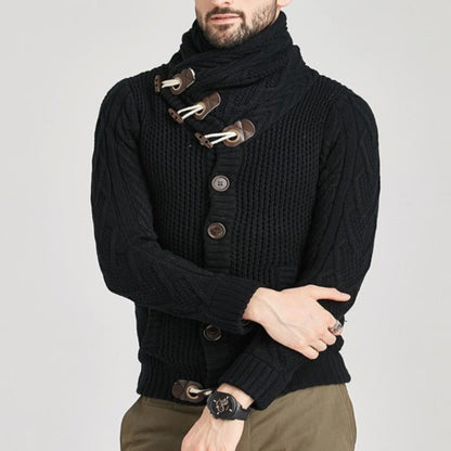Men's Cable Knit Crew Neck Sweater with Pockets