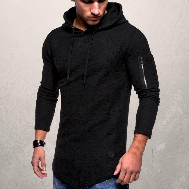 Men's Fleece Hoodie with Zip Pocket and Adjustable Fit