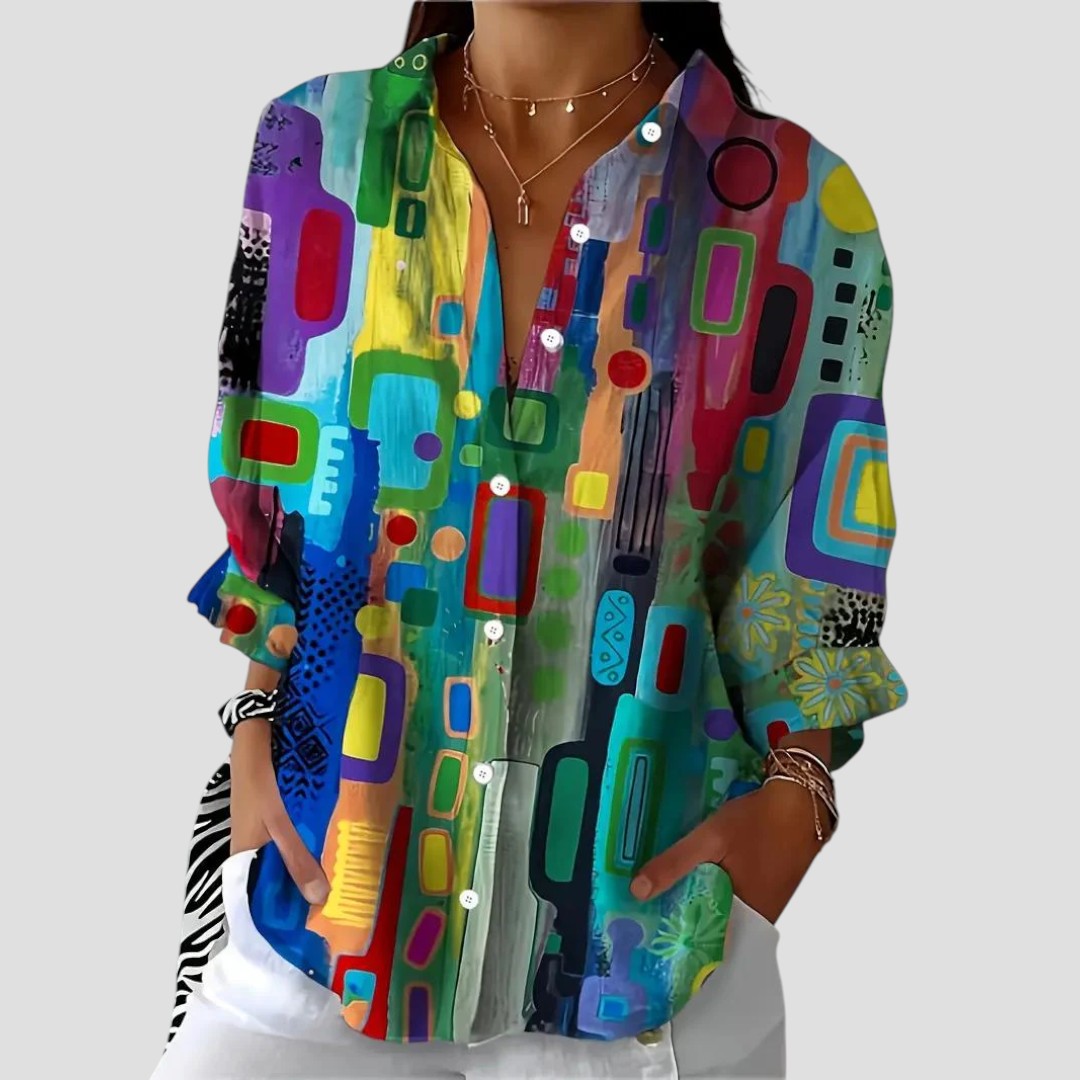 Stylish Women's Geometric Print Blouse - Olytrend