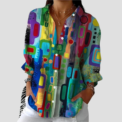 Stylish Women's Geometric Print Blouse - Olytrend