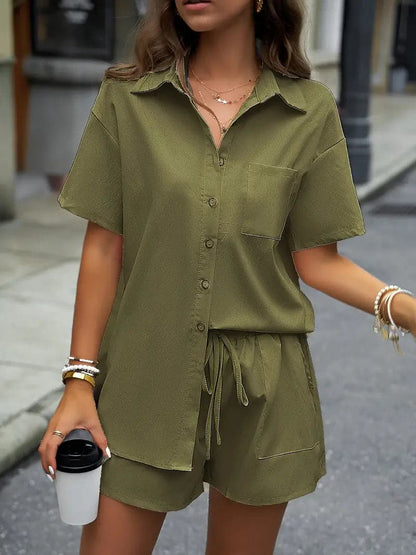 Ladies Casual Tee and Shorts Set Comfortable Wear