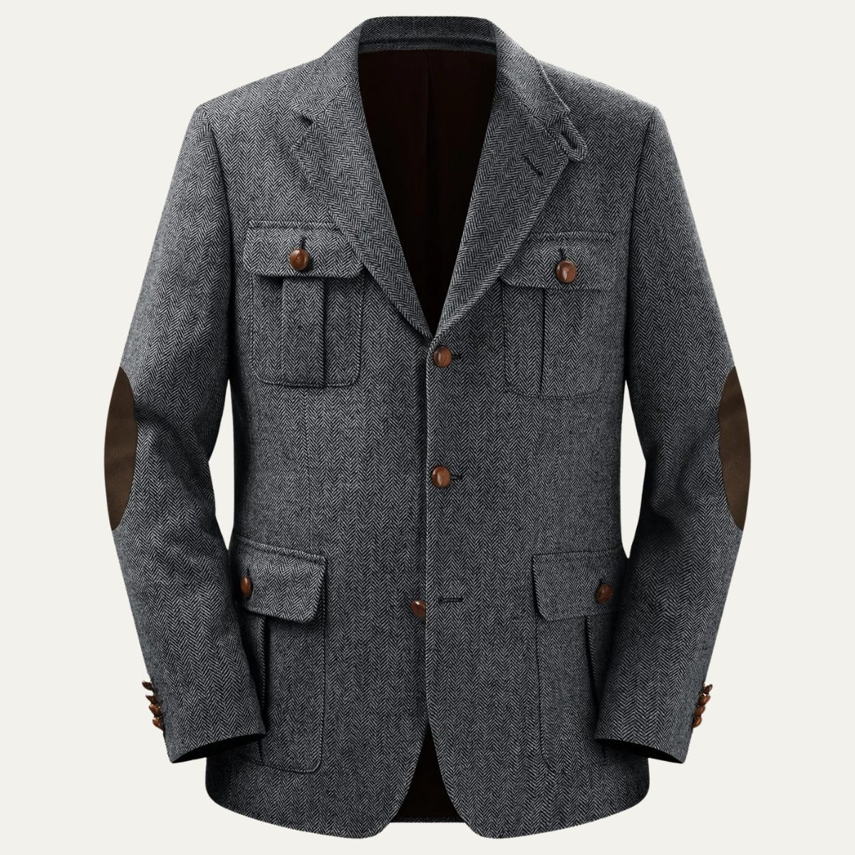 Classic Mens Wool Blazer with Leather Elbow Patches - Nocini