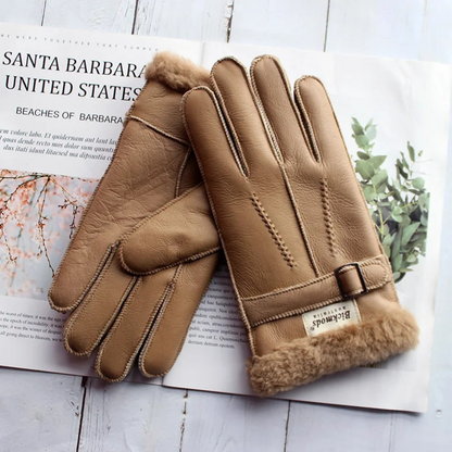 Warm Sheepskin Men's Winter Leather Gloves
