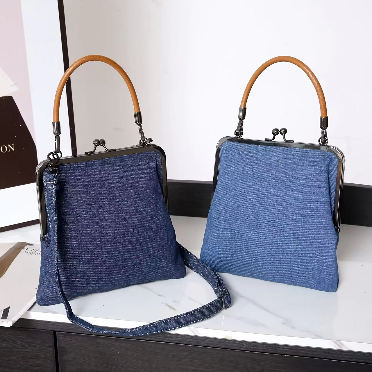 Classic Metal Frame Tote Handbag