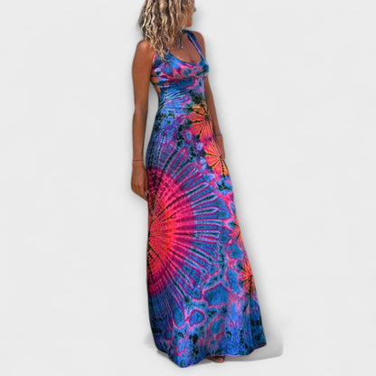 Vibrant Tie Dye Maxi Dress for Women - Nocini