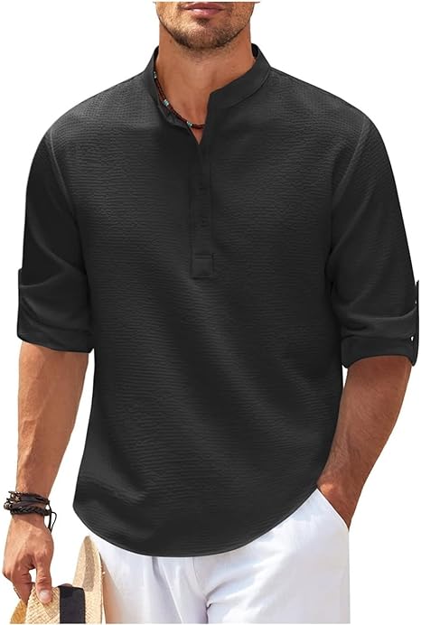 Casual Fit Men's Cotton Shirt with Roll Up Sleeves