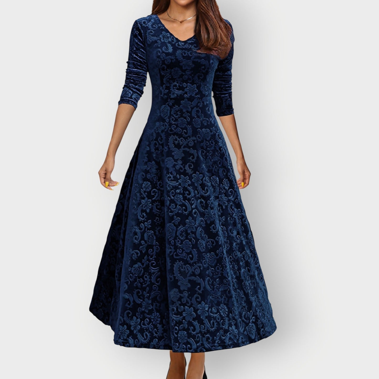 Luxurious Velvet Knee Length Dress