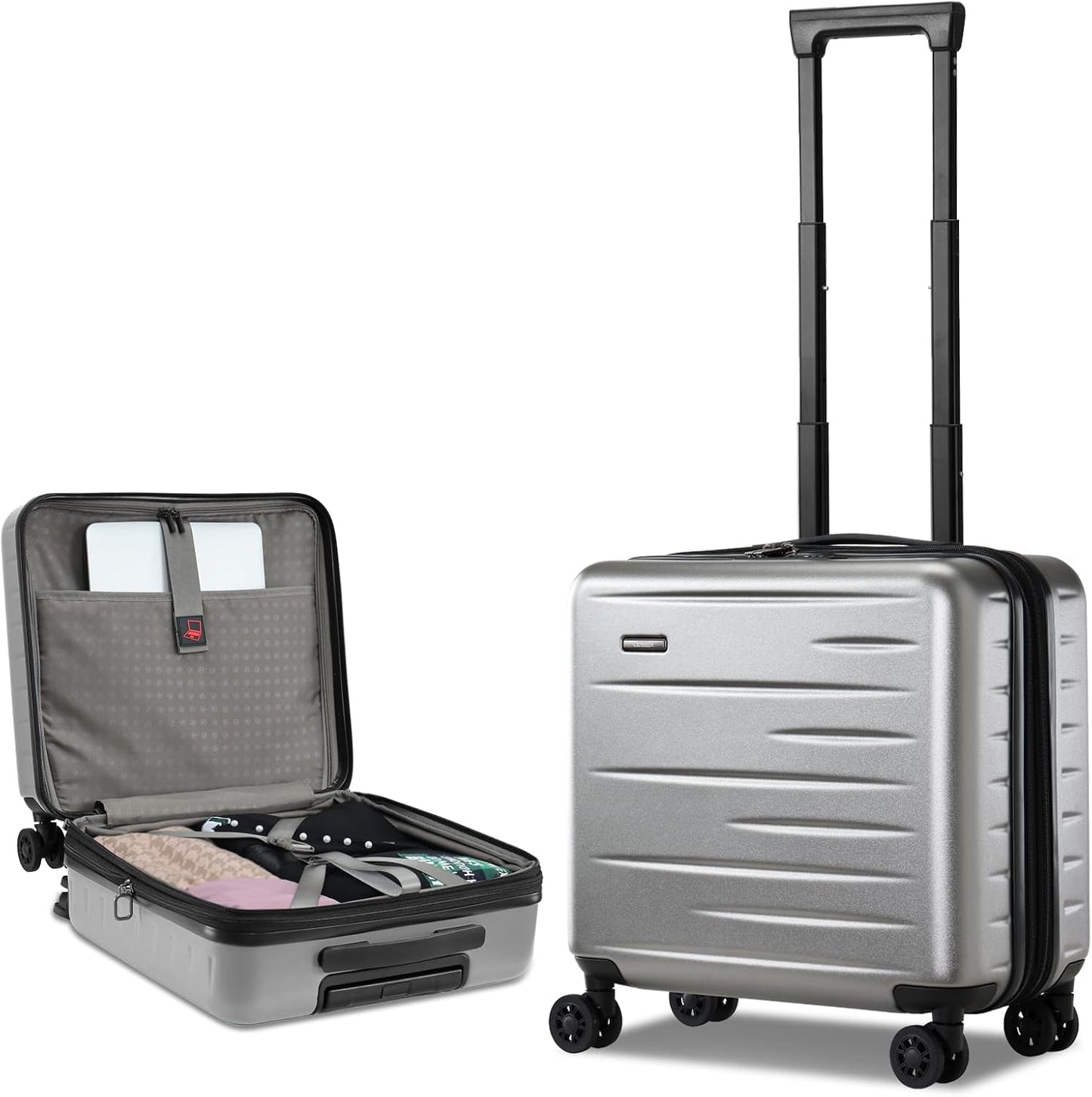 Durable Hardside Rolling Carry On with Pocket & Lock