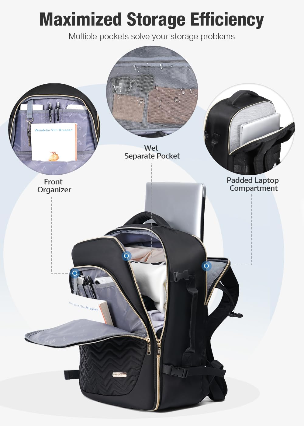 Large Carry-On Travel Bag with Cubes & Laptop Sleeve