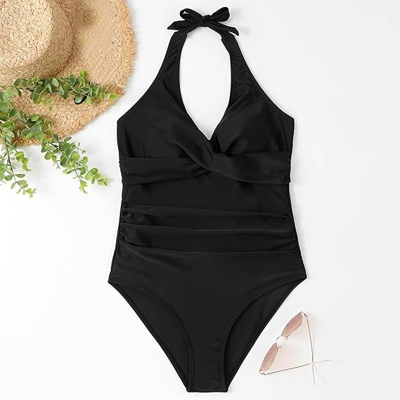 Women's Ruffled Neck Halter Swimwear