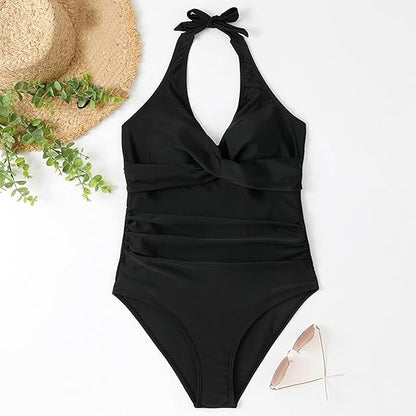 Women's Ruffled Neck Halter Swimwear